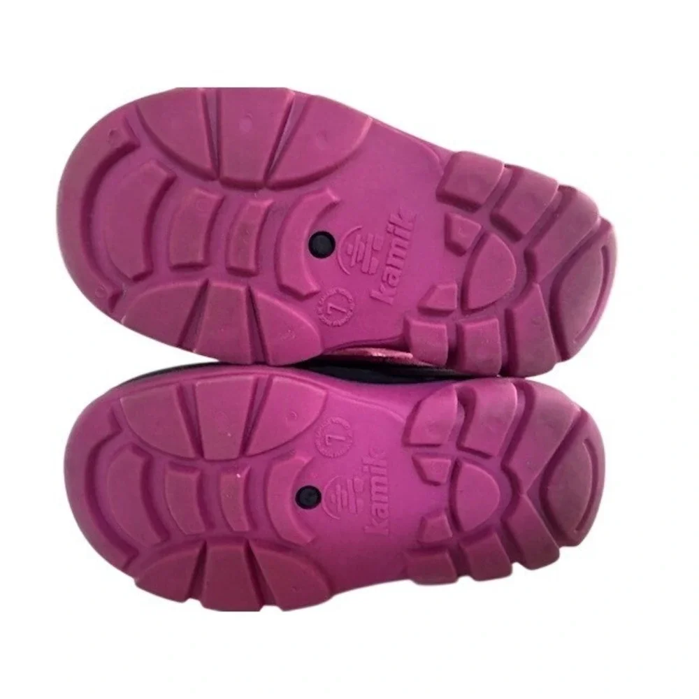 Kamik Pink Glitter Flower Waterproof Winter Snow Boots Wool Lining Toddler -‎ 7